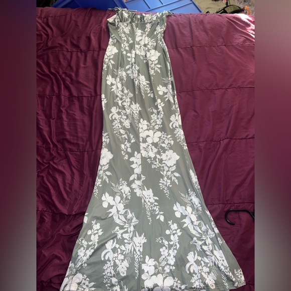 SHEIN / PARTHEA Green Floral Tie Shoulder Mermaid Hem Maxi Cami Dress Medium - Picture 3 of 9